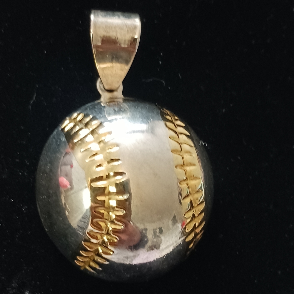 Silver and Gold toned Baseball Pendant